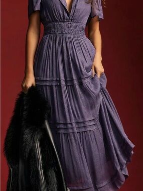 NWOT Anthropologie Somerset Maxi Dress: Lurex Edition - large